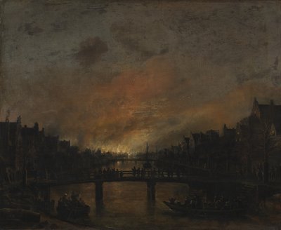 Brand i Amsterdam by Night af Aert van der Neer