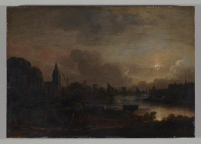 Måneskinslandskab af Aert van der Neer