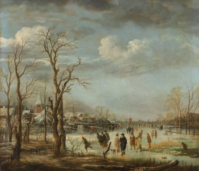 Flodudsigt om vinteren, 1630-60 af Aert van der Neer