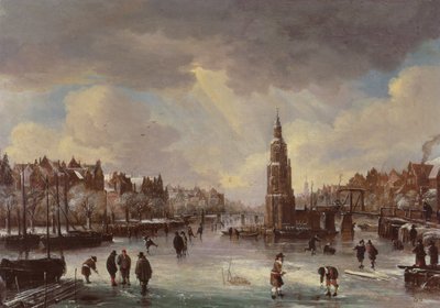 By ved en frossen flod af Aert van der Neer