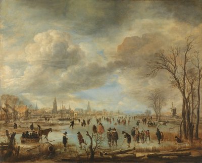 Vinterlandskab nær en by af Aert van der Neer
