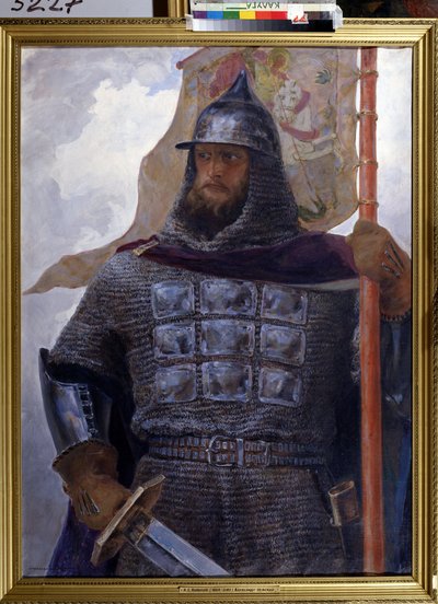 Portræt af Alexander Nevsky, storprins af Novgorod og Vladimir (1220-1263). (Portræt af Alexander Nevsky, storprins af Novgorod og Vladimir). Også kaldet Alexander af Neva, han er en af ​​Ruslands nationale helte, berømt for sine militære sejre. af Afanasiy Yefremovich Kulikov