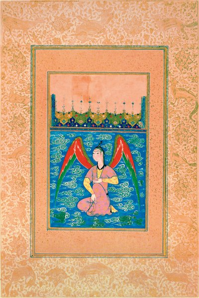 En luftbåren peri med en rosenkrans, ca. 1500 af Afghan School