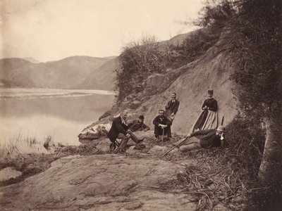[gruppeportræt nær fang flammeklosteret, F U nøgle], rub. 1869. af Afong Lai