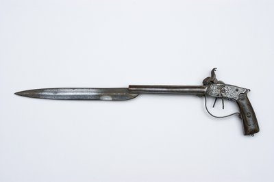 Dobbeltløbet slagpistol, ca. 1840 (stål, messing og horn) af African