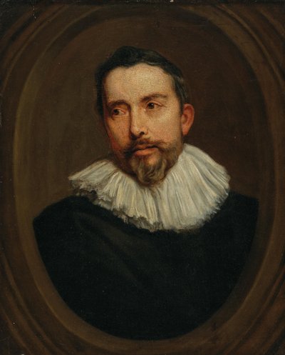 Portræt af en mand i en malet oval af after Anthony van Dyck