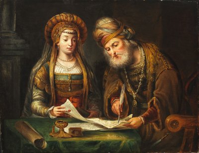Esther og Mordecai af After Arent de Gelder