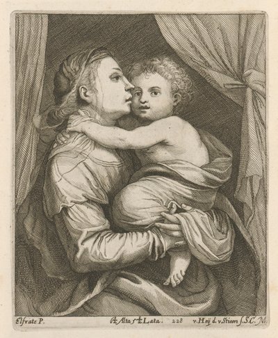 Madonna og barn af After David Teniers the Younger