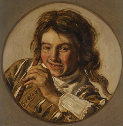 Grinende dreng med fløjte af After Frans Hals