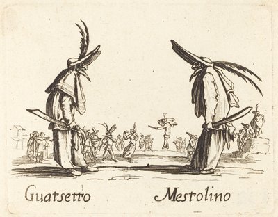 Guatsetto og Mestolino af After Jacques Callot