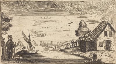Landskab med figur og båd af After Jacques Callot