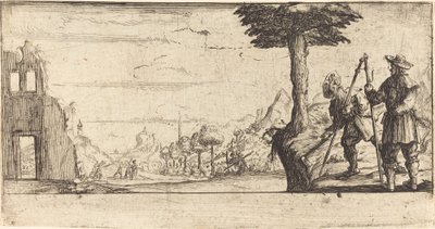 Landskab med to pilgrimme af After Jacques Callot