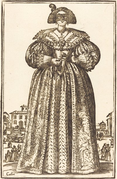 Maskeret adelig kvinde af After Jacques Callot