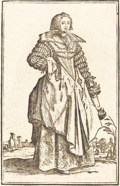 Ædel Kvinde med stor Krave af After Jacques Callot
