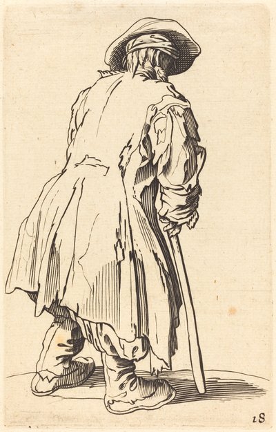 Gammel tigger med én krykke af After Jacques Callot