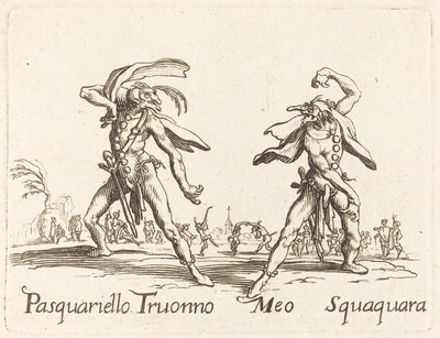 Pasquariello Truonno og Meo Squaquara af After Jacques Callot