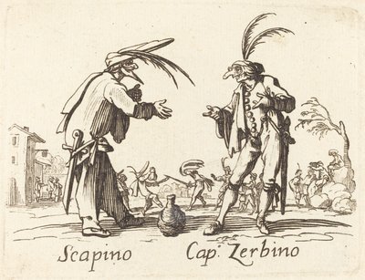 Scapino og Cap. Zerbino af After Jacques Callot