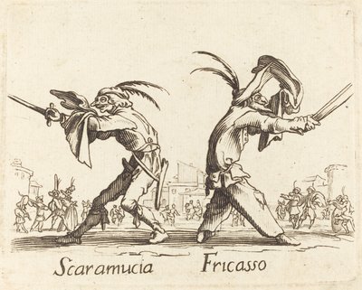 Scaramucia og Fricasso af After Jacques Callot