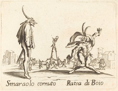 Smaralo Cornuto og Ratsa di Boio af After Jacques Callot