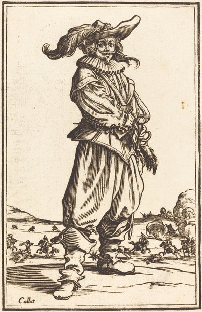 Soldat med fjerhue af After Jacques Callot