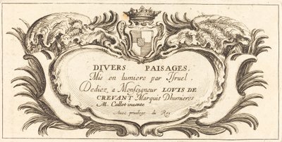 Titelside for "Forskellige landskaber" af After Jacques Callot