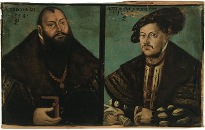 Johann Friedrich I, den storsindede, kurfyrste af Sachsen og Johann Ernst af Sachsen af after Lucas Cranach the Elder