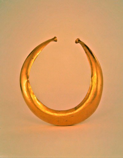 Collar, Mooghaun North, County Clare, sen bronzealder, 800-700 f.Kr. (guld) af Age Bronze