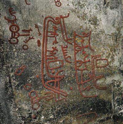Petroglyph Rock Art: Båd (1000 f.Kr.). af Age Bronze