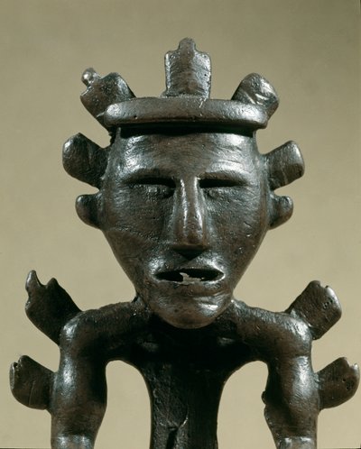 Forhistorie: krigerfigur af bronze fra Tresor of Galic (Kostroma, Rusland). 1500 F.KR. Bronzealder. Moskva, Statens Historiske Museum af Age Bronze