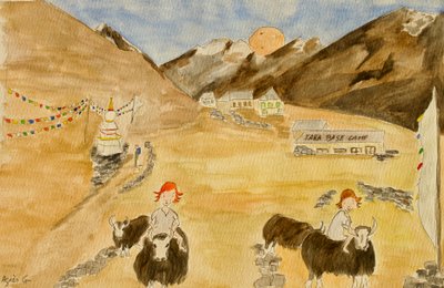 Rejsen, Langtang, 2015 , akvarel på papir af Agnes Girardon
