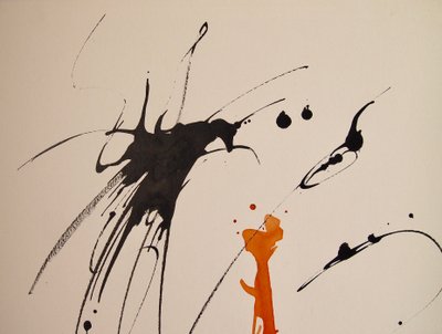 Uden titel 17, 2016 (blæk på papir) af Agnes Girardon