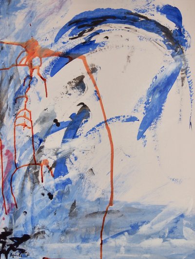 Uden titel, 2016 (blæk og akryl på papir) af Agnes Girardon