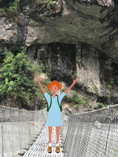 Walking on a Bridge , 2023 (digital kunst på fotografi) af Agnes Girardon