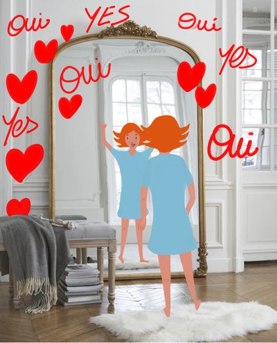 YES OUI, 2023 (digital kunst på fotografi) af Agnes Girardon
