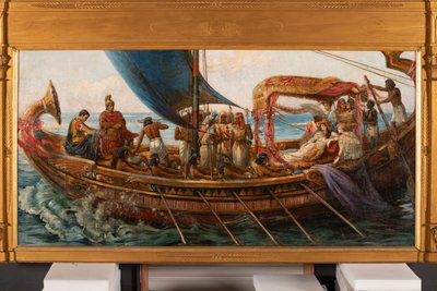 Antonius og Kleopatras flugt fra slaget ved Actium, ca. 1897 (olie på lærred) af Agnes Pringle