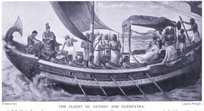 Anthony og Cleopatras flugt, ca. 1920 (litho) af Agnes Pringle