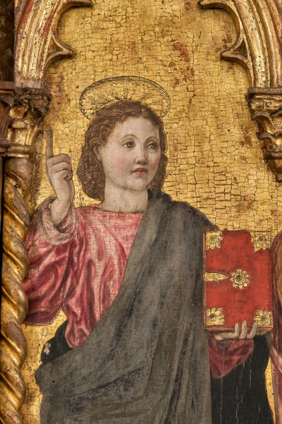 Kroning af jomfruen og de hellige, Polyptykon på gylden baggrund, detalje af 2384569 (tempera på panel) af Agnolo and Bartolomeo degli Erri