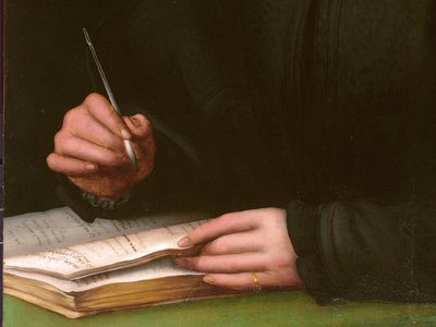 Portræt af en ung mand med en bog af Agnolo Bronzino