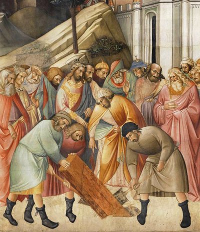 Kong Salomon begraver en af korsets bjælker, ca. 1380 af Agnolo Gaddi