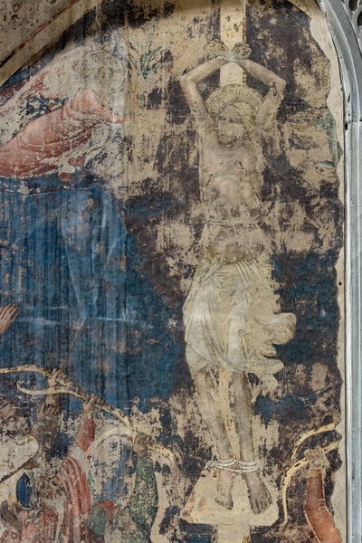 Martyrium of St. Sebastian, detalje (fritliggende fresko) af Agnolo Gaddi