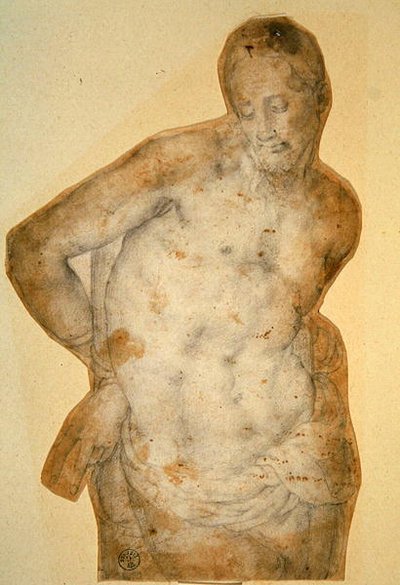 Kristus ved søjlen (kridt på papir) af Agnolo Bronzino