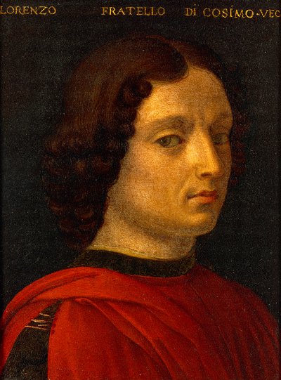 Portræt af Lorenzo de Medici den ældre, af Agnolo Bronzino, cirka 1565-1569, olie på tin af Agnolo Bronzino