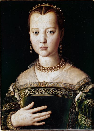 Portræt af Maria de Medici (olie på lærred af Agnolo Bronzino