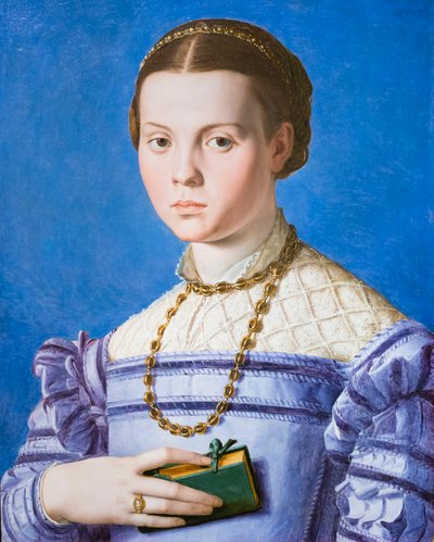 Portræt af en pige med en bog, muligvis Giulia di Alessandro de Medici af Agnolo Bronzino