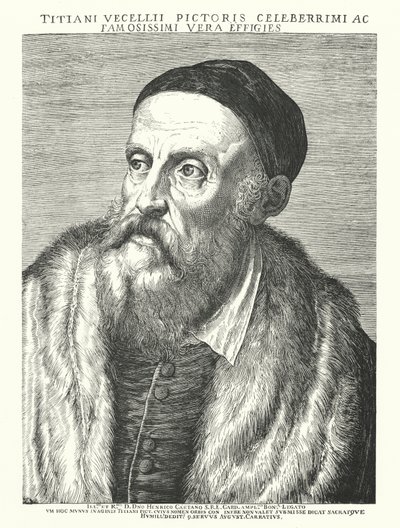Titian, italiensk renæssancekunstner (gravering) af Agostino (after) Carracci