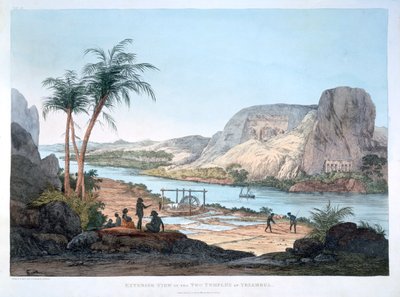 Udvendig udsigt over de to templer i Ybsambul, Egypten, 1820 af Agostino Aglio