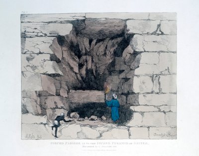 Tvunget passage i den anden pyramide i Giza, Egypten, 1820 af Agostino Aglio