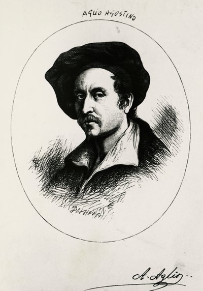 Selvportræt af Agostino Aglio (gravering) af Agostino Aglio