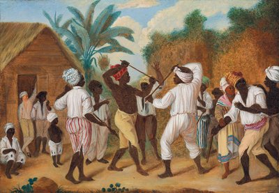 En kuglekamp mellem engelske og franske negre på øen Dominica af Agostino Brunias