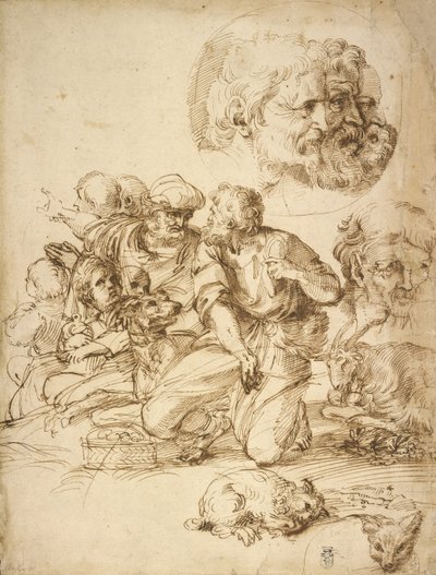 En gruppe fårehyrder og andre studier af Agostino Carracci